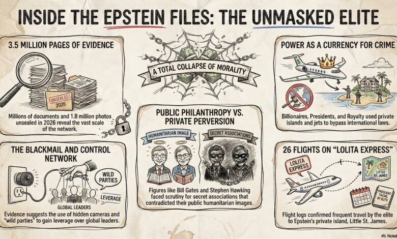 Jeffrey Epstein document release, PM Modi Epstein files, Bill Gates Russian woman claim, Prince Andrew Invisible Man, Silicon Valley blackmail, global power elite scandal.
